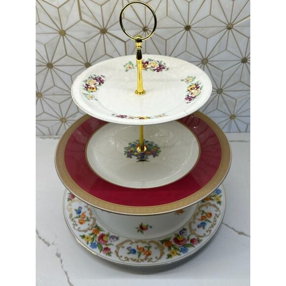 Three-Tier‎ Dessert Stand | Vintage China | Wedding Décor - Picture 1 of 9
